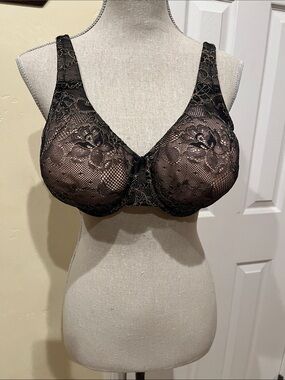 Cacique Black Floral Lace Underwire Bra